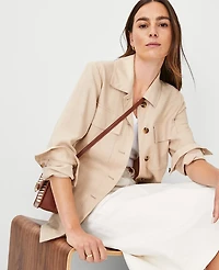 Ann Taylor Petite Textured Utility Jacket Size XS Toasted Oat Women's
