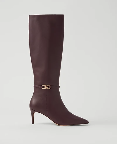 Ann Taylor Chain Wrap Leather Boot Rich Cranberry Women's