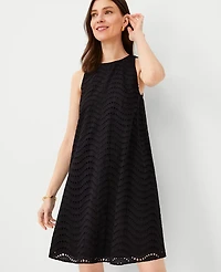 Ann Taylor Petite Cotton Eyelet Halter Dress Size 00 Black Women's