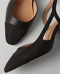 Ann Taylor Leather Cap Toe Slingback Pump Size 9 Black Women's