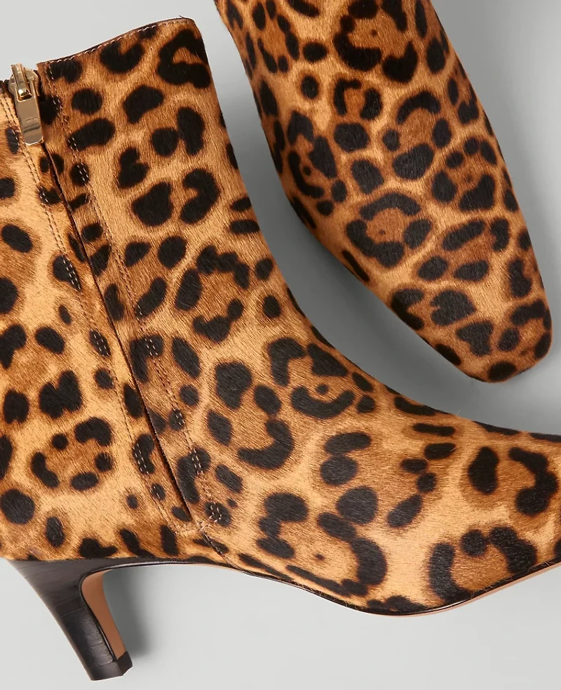 Ann Taylor Animal Print Haircalf Skinny Heel Bootie Brown Multi Women's