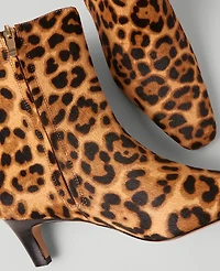 Ann Taylor Animal Print Haircalf Skinny Heel Bootie Brown Multi Women's