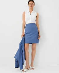 Ann Taylor The Petite Seamed Short A-Line Skirt in Seasonless Stretch Size 10 Precious Sapphire Women's