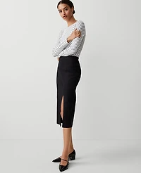 Ann Taylor Petite Ponte Pull-On Slit Pencil Skirt Size XS Black Women's