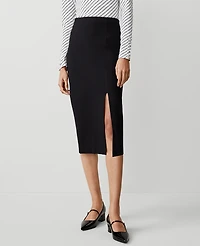 Ann Taylor Petite Ponte Pull-On Slit Pencil Skirt Size XS Black Women's
