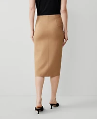 Ann Taylor Petite Ponte Pull-On Slit Pencil Skirt Size XS Perfect Camel Women's