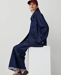 Ann Taylor Petite Weekend Collection Denim Carpenter Jacket Size XS Classic Rinse Wash Women's
