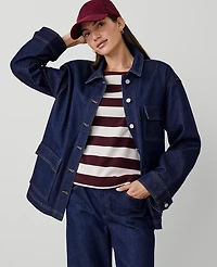 Ann Taylor Petite Weekend Collection Denim Carpenter Jacket Size XS Classic Rinse Wash Women's