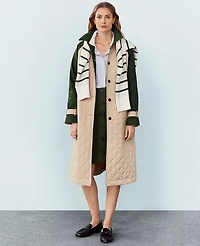 Ann Taylor Weekend Collection Quilted Mixed Media Mac Coat Size XS Baguette Women's