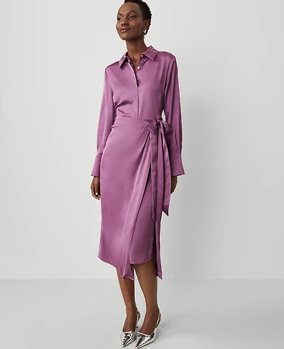 Ann Taylor Collared Midi Shirtdress Size 0 Wisteria Shadow Women's