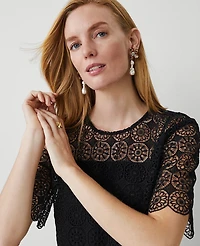 Ann Taylor Lace T-Shirt Size Small Black Women's