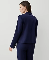 Ann Taylor The Tailored Blazer in Textured Drape Size 0 Navy Women's