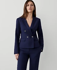 Ann Taylor The Tailored Blazer in Textured Drape Size 0 Navy Women's