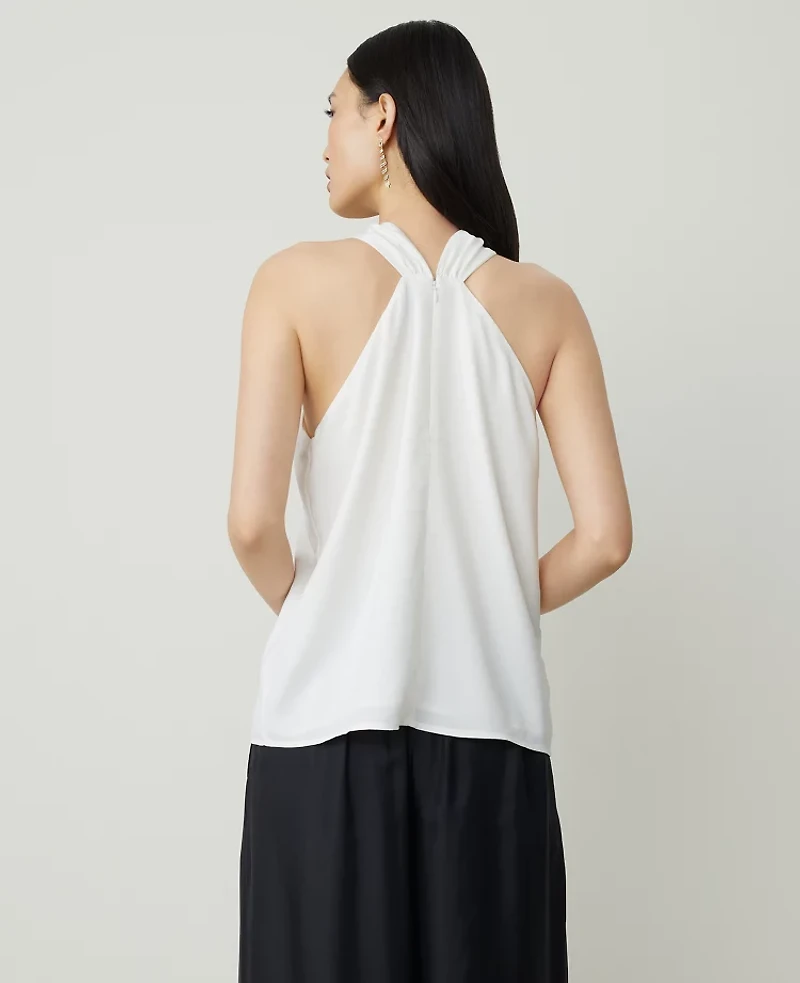 Ann Taylor Rosette Drape-Neck Halter Top Size Small Winter White Women's