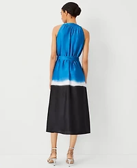 Ann Taylor Petite Striped Midi Halter Pocket Dress Santorini Women's