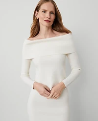 Ann Taylor Off-The-Shoulder Sweater Winter White Women's