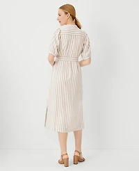Ann Taylor Petite Striped Puff Sleeve Midi Shift Dress Baguette Women's