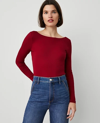 Ann Taylor Boatneck Low Back Top Women's
