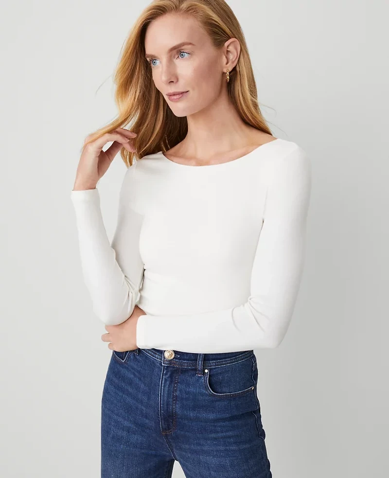Ann Taylor Boatneck Low Back Top Women's