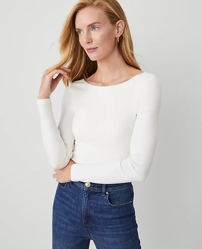 Ann Taylor Boatneck Low Back Top Women's