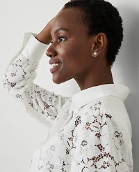 Ann Taylor Petite Lace Shirt Size XS White Women's