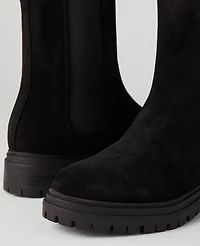 Ann Taylor Chelsea Flat Suede Bootie Black Women's