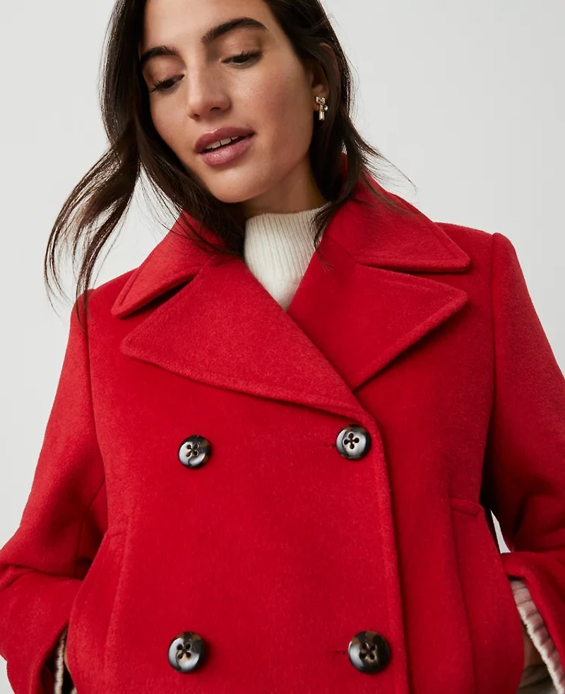Ann Taylor Wool Blend Peacoat Size XS Iconic Red Women's