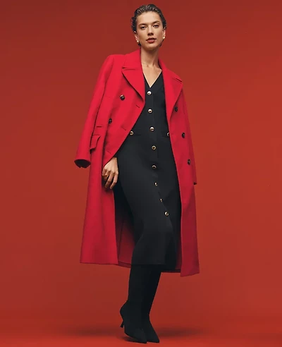 Ann Taylor Wool Blend Peacoat Size Small Iconic Red Women's