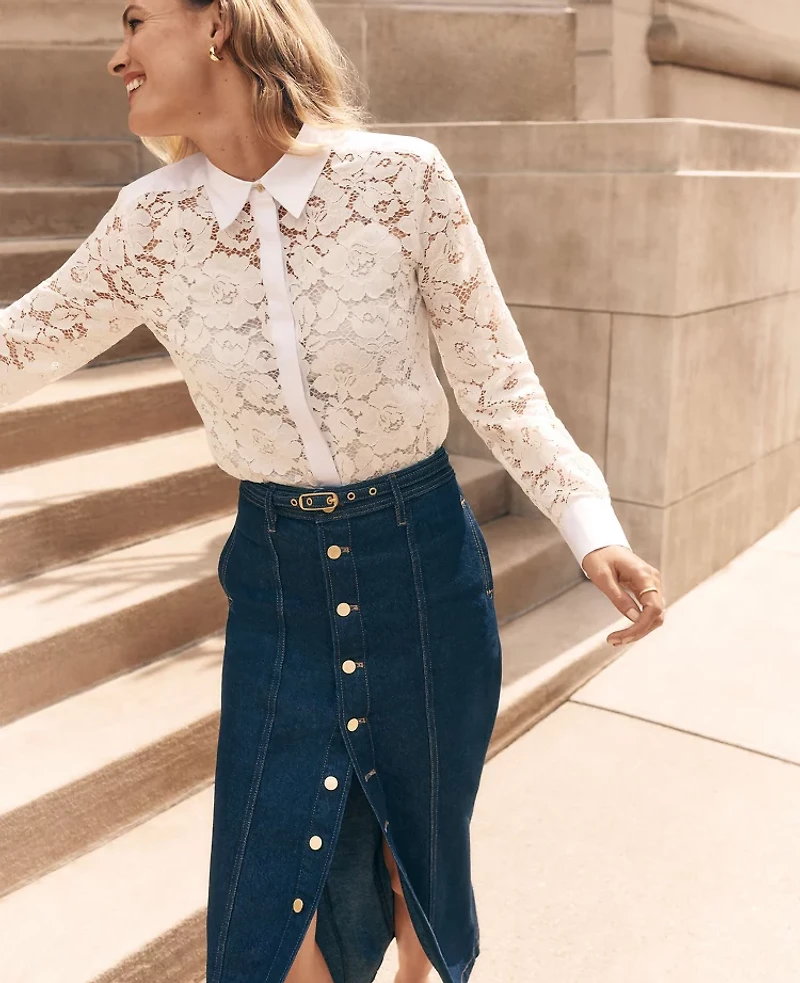 Ann Taylor Lace Shirt White Women's