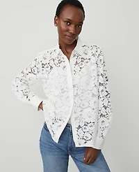 Ann Taylor Lace Shirt White Women's