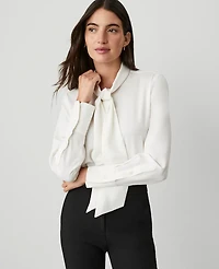 Ann Taylor Modern Bow Blouse Size 2XL Winter White Women's