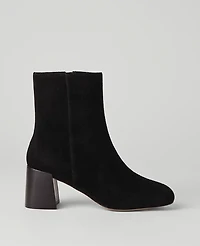 Ann Taylor Flare Heel Suede Bootie Black Women's