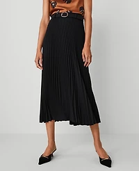 Ann Taylor Belted Pleated Midi Skirt Women's