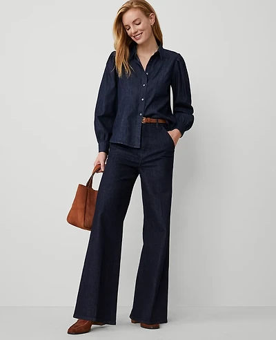 Ann Taylor The Petite Denim Trouser Size 12 Classic Rinse Wash Women's