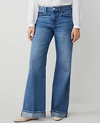 Ann Taylor Palazzo Jean Size 10 Bright Stone Wash Women's