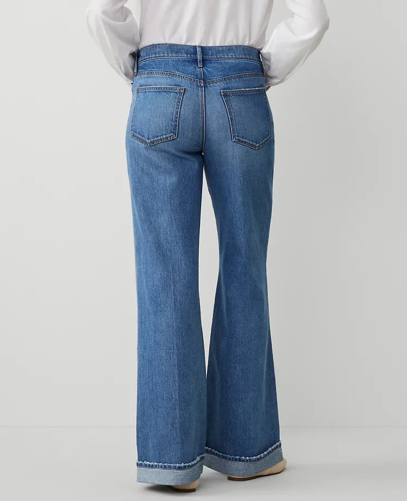 Ann Taylor Palazzo Jean Size 10 Bright Stone Wash Women's