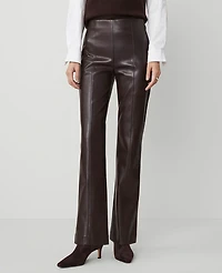 Ann Taylor The Petite Faux Leather Skinny Flare Pant Size 4 Pure Chocolate Women's