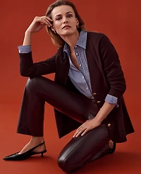 Ann Taylor The Petite Faux Leather Skinny Flare Pant Size 4 Pure Chocolate Women's