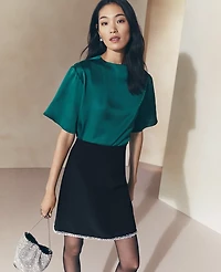 Ann Taylor Crystal-Embellished Hem A-Line Skirt Size 2 Black Women's