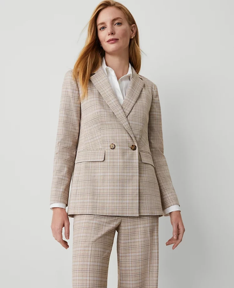Ann Taylor The Petite Crosby Blazer in Plaid Size 4 Purple Lilac Women's