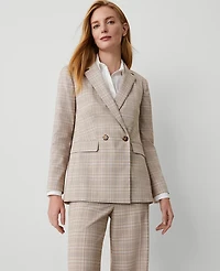 Ann Taylor The Petite Crosby Blazer in Plaid Size 4 Purple Lilac Women's