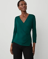 Ann Taylor Asymmetrical Wrap Top Size XS Rainforest Women's