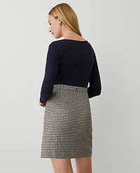 Ann Taylor Petite Brushed Check Button Wrap A-Line Skirt Size 12 Sahara Women's