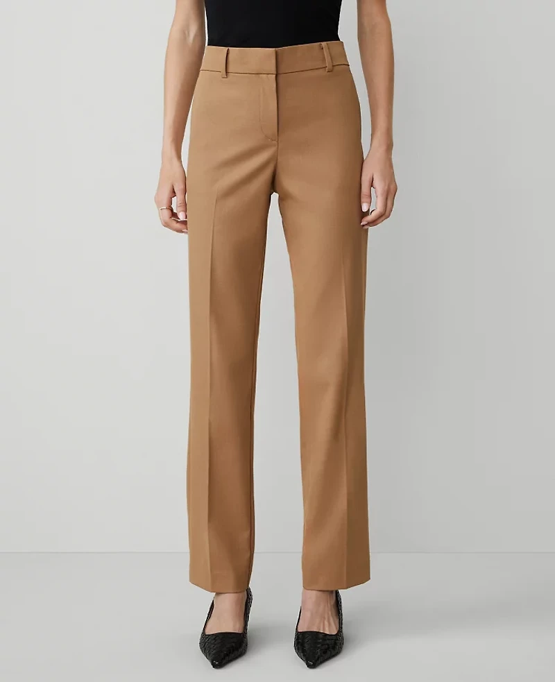 Ann Taylor The Petite Straight-Leg Pant in Seasonless Stretch Size 12 Perfect Camel Women's