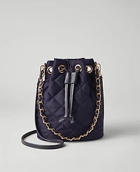 Ann Taylor Quilted Drawstring Bucket Bag Pure Sapphire Women's
