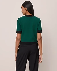 Ann Taylor Sweater Trim Top Night Garden Women's