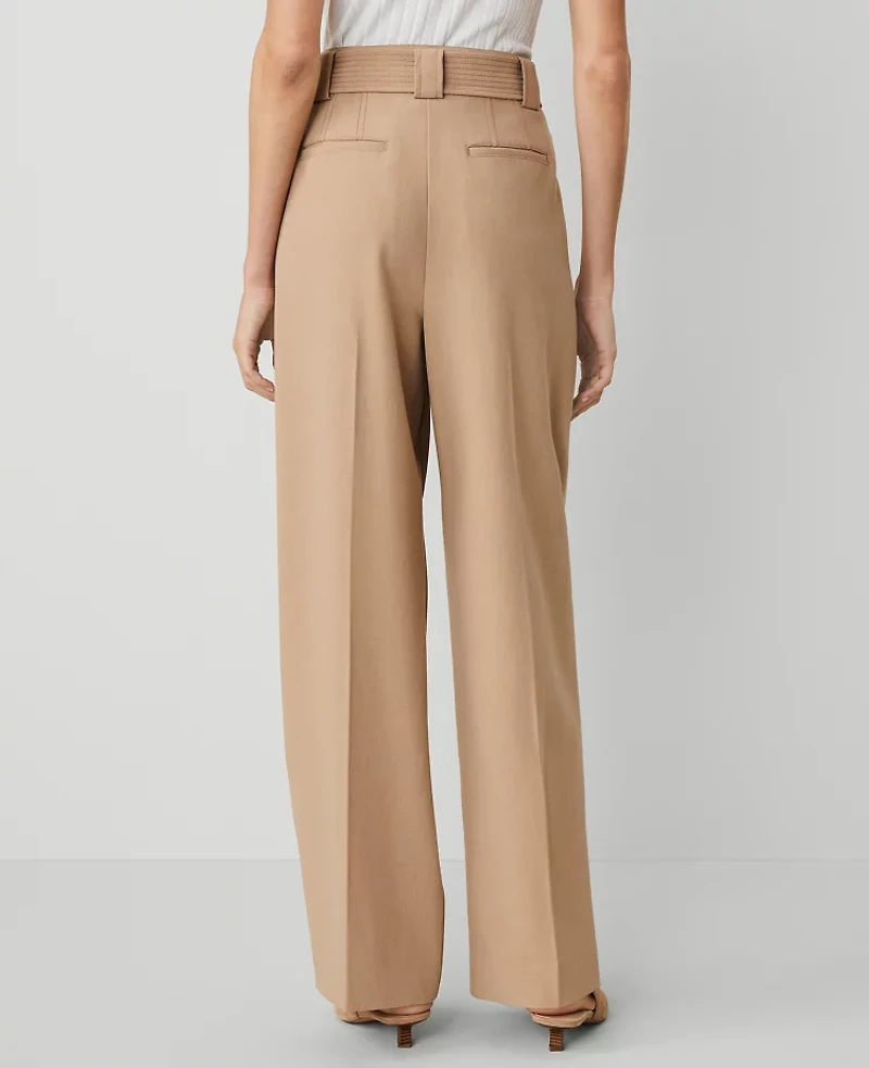 Ann Taylor The Belted Straight-Leg Pant Size 10 Cafe Au Lait Women's