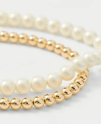 Ann Taylor Double Wrap Metal and Pearl Necklace Ivory Women's