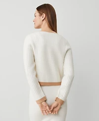 Ann Taylor Textured-Stitch Sweater Jacket Size XS White Multi Women's