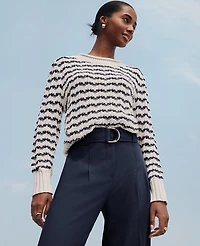 Ann Taylor Striped Roll Neck Sweater Size XL Navy/White Women's